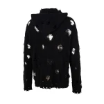 THUG CLUB TC Destroyed Knit Zip-Up Hoodie in Black Back