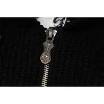 THUG CLUB TC Destroyed Knit Zip-Up Hoodie in Black Front Zipper