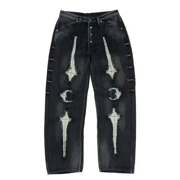 Thug Club Bone Leather Denim Pants Front