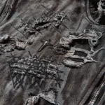 Thug Club Men's Hard-Washed Damaged Denim Hooded Zip-Up Jacket Black Full
